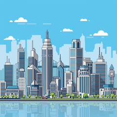 Fototapeta premium City Skyline with Tall Skyscrapers 1.