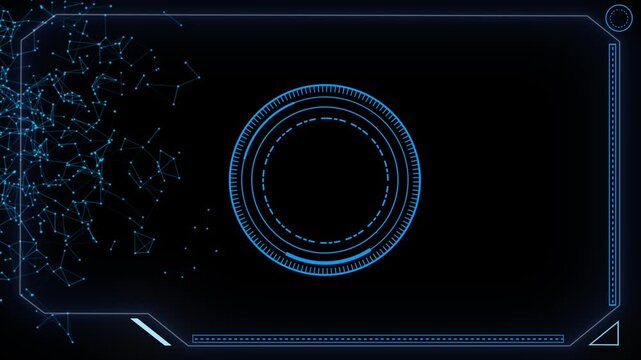Futuristic circle HUD virtual display interface Technology animation, background for video intro, science fiction and hi-tech shapes Hologram user interface design Cyberspace. Hi Future Frame element
