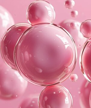 Floating pink translucent spheres drift through liquid space creating a mesmerizing visual experience in this high quality abstract motion footage for creative modern digital art design projects.