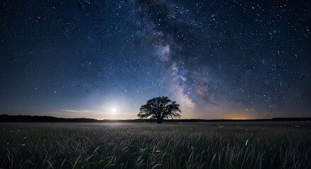 Night sky tree silhouette