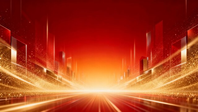Red Futuristic City Tunnel with Speed Light Trails Motion Background