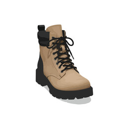 Brown leather work boot shoe. © Melina