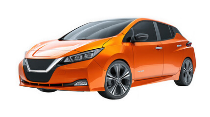 Fototapeta premium An orange electric car on transparent background