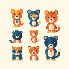 Fototapeta premium Collection of cartoon bear characters.