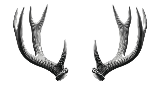 Deer antlers illustration vintage sketch drawing nature wildlife animal majestic strong powerful trophy hunting.