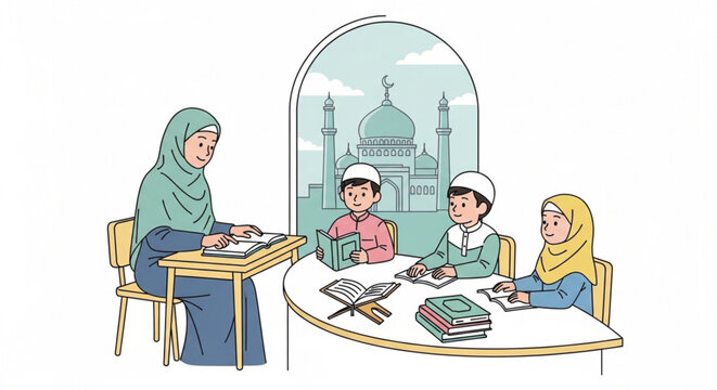 cildren in class room vector 