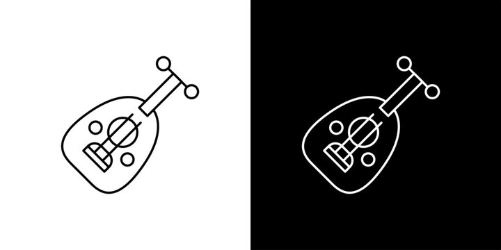 Outline vector icon of a traditional stringed oud, a musical instrument with cultural significance, perfect for diverse design applications and web interfaces