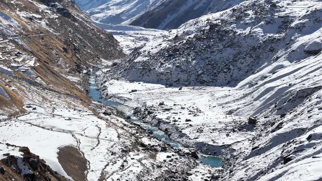 Drone view of snowland
