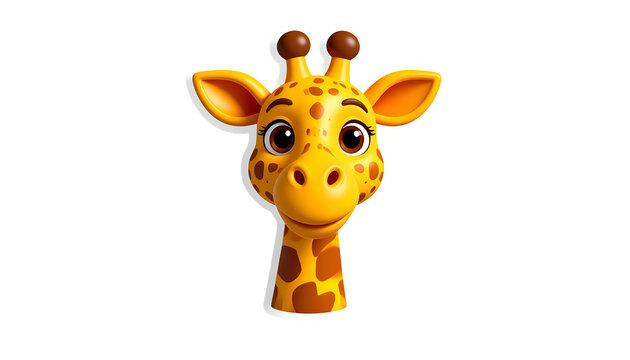 Cute Cartoon Giraffe Head 3D Illustration Yellow and Orange Spotty Fur