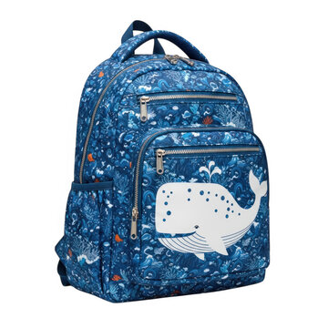 A black denim jacket with a white skull and crossbones patch on the back isolated on transparent background