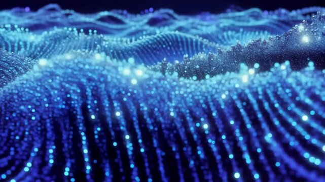 Blue Futuristic Wave-Like Shimmer Loop Background
