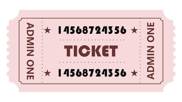 Vintage Event Ticket Stub Template, Retro Admission Pass with Serial Number, Cinema or Concert Entry Coupon Design
