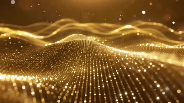 Gold Digital Wave Shimmer Motion Background
