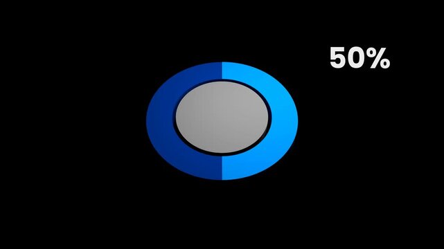 3D Pie Chart 50 Percent Data Representation 4K Alpha Channel