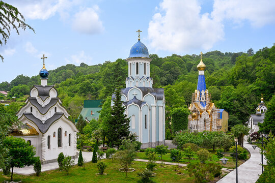 The complex of churches in the Trinity-Georgievsky Mountain Monastery, Krasnodar region of Russia