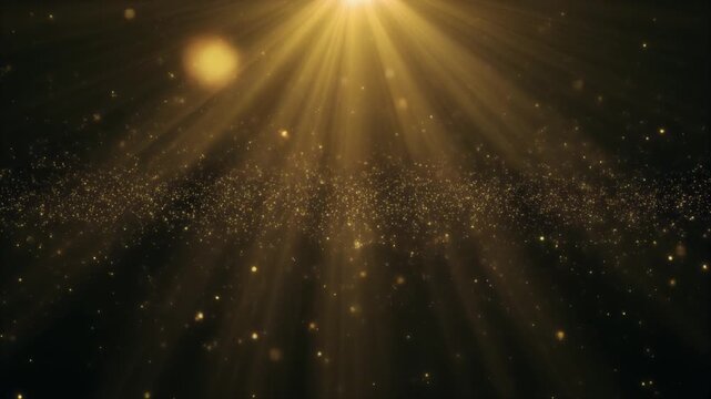 Glowing Sunbeams Piercing Dust Particles in Golden Light.
