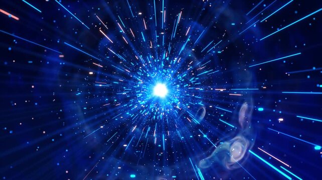 High Speed Light Burst Data Explosion Futuristic Background Abstract digital data stream of quantum computing. Cyberspace trail waves. Modern tech information speed data transfer energy burst, quantum