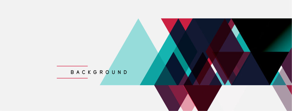 Abstract geometric shapes overlap, creating dynamic visual texture. Colors include teal, burgundy, navy, plus white space. Modern design element.