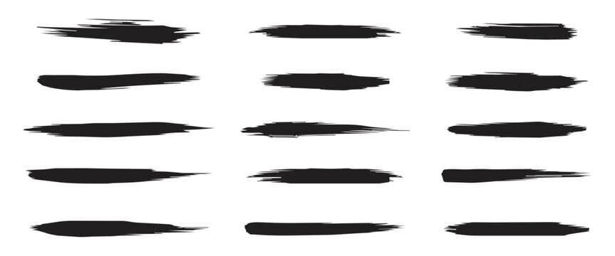 Artistic Ink Underline Dividers and Rough-Line Grunge Brush Stroke Set, Professional Vector Paint Pack