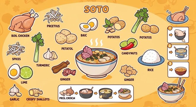 Soto ingredients culinary illustration