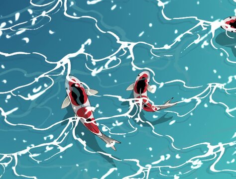 2K Koi Fish on Water