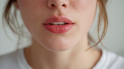 Fototapeta premium Soft lips slightly parted, natural skin tone