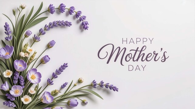 Elegant floral arrangement with delicate purple lavender and white blossoms, symbolizing warmth and appreciation, perfect for celebrating maternal love on a special day