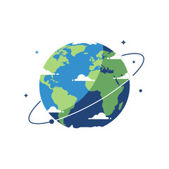 Fototapeta premium Stylized planet with clouds and orbital path
