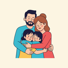 Obraz premium Happy family hugging each other.