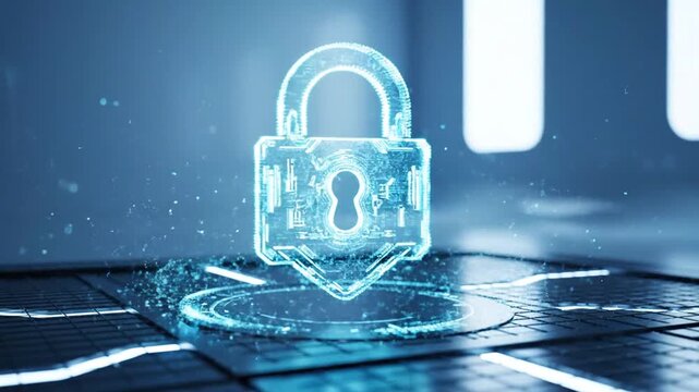 Digital Lock Security System Animation demonstrating Cybersecurity and Data Protection
