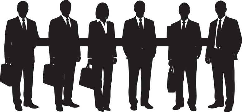Office Reception Check-in and Visitor Line Silhouettes