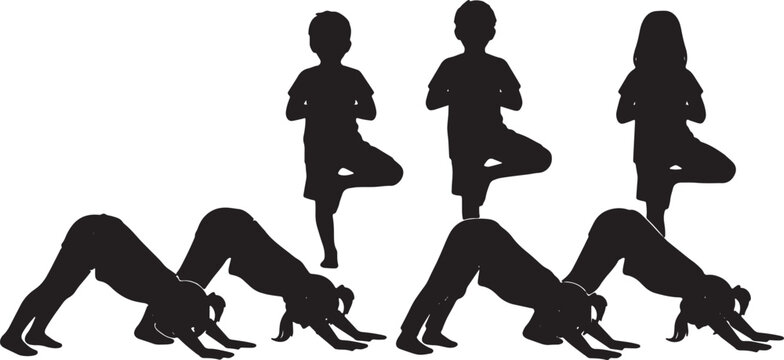 Children Practicing Yoga and Stretching