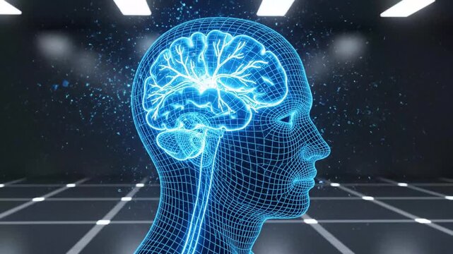 Digital Brain Network Visualization Showcasing Neural Connectivity and Data Flow