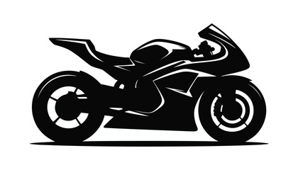Obraz premium Sportbike Silhouette Vector, Racing Motorcycle Black Icon, High Speed Sports Bike Illustration on White Background