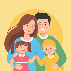Obraz premium Happy family with two young children 1.