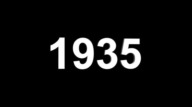 Abstract 3D number 1935 text animation floating against a deep black void offering a vibrant and modern visual for the year with a sense of digital energy. 4k motion video.