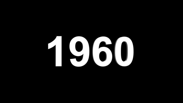Abstract 3D number 1960 text animation floating against a deep black void offering a vibrant and modern visual for the year with a sense of digital energy. 4k motion video.