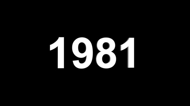 Abstract 3D number 1981 text animation floating against a deep black void offering a vibrant and modern visual for the year with a sense of digital energy. 4k motion video.