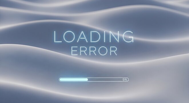 Loading error message with progress bar on abstract blue background progress buffering internet connection