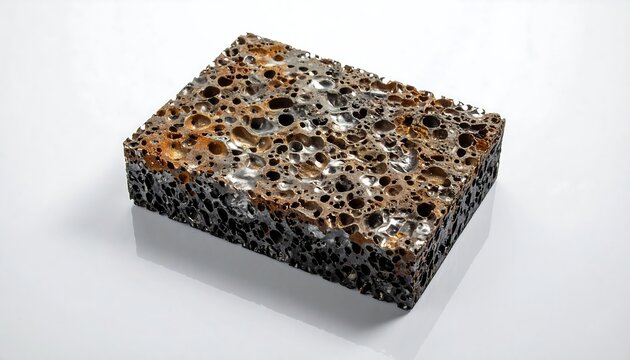 A square, porous object with varied hole sizes