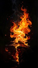 Fototapeta premium A vibrant flame with warm orange and yellow hues against a dark background