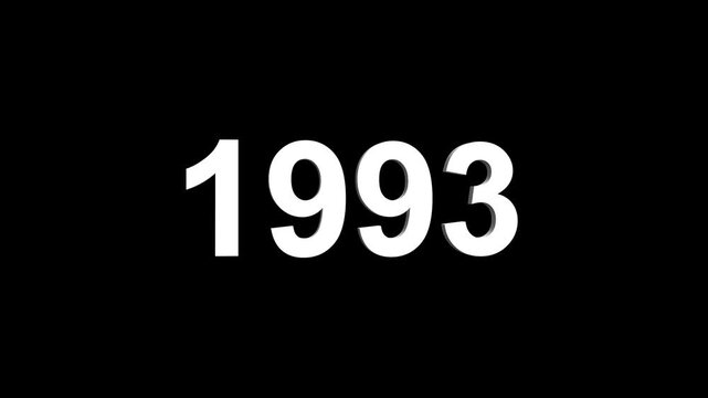 Abstract 3D number 1993 text animation floating against a deep black void offering a vibrant and modern visual for the year with a sense of digital energy. 4k motion video.