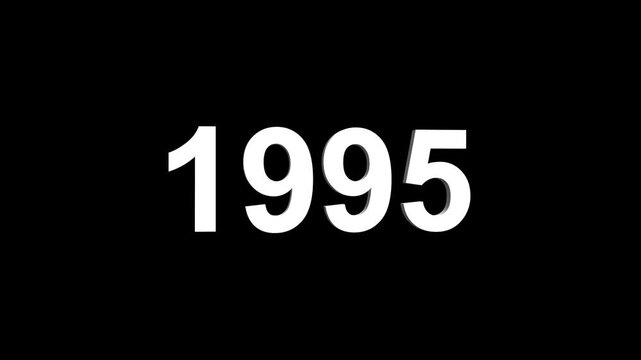 Abstract 3D number 1995 text animation floating against a deep black void offering a vibrant and modern visual for the year with a sense of digital energy. 4k motion video.