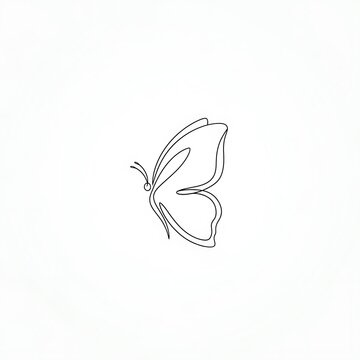 Minimalist Butterfly Line Art - Single Wing Design.
