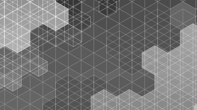 Monochromatic isometric geometric hexagon grid background animation