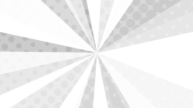Monochrome Rotating Sunburst with Halftone Dots Pattern