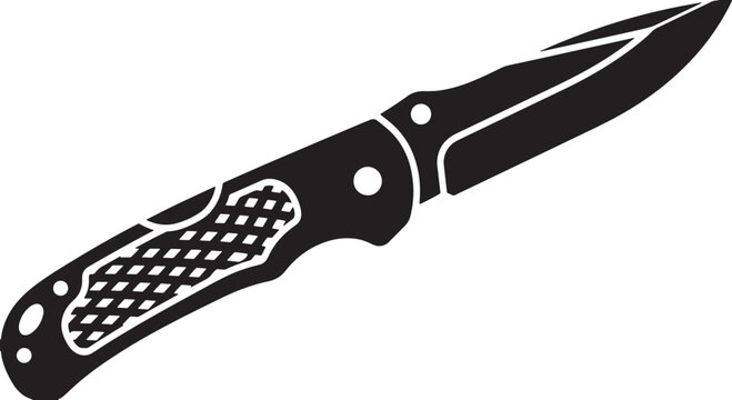 Black pocket knife with textured handle