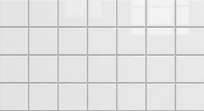 Clean White Square Ceramic Tiles Background Pattern.