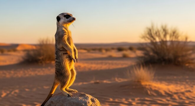 Meerkat Sentinel - A Vigilant Guardian in the Desert Landscape.