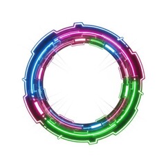 Naklejka premium Glowing neon circular hud interface with blue, pink, and green segments